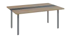 DOUBLE 181 pracovní stůl, kovová podnož stříbrná, deska 36 mm, široký 1800 mm, dub bardolino, vložen